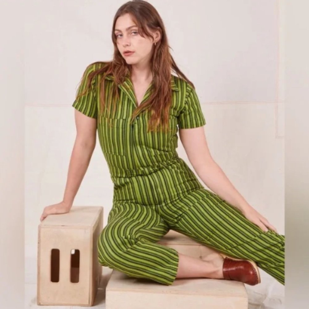 BIG BUD PRESS Green Heritage Stripe Jumpsuit - XS